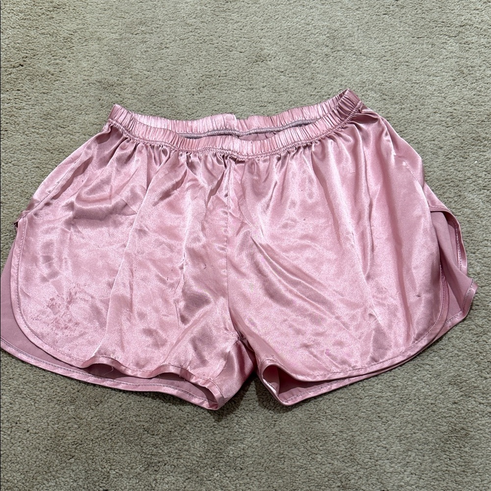 Pink Satin Women's Shorts